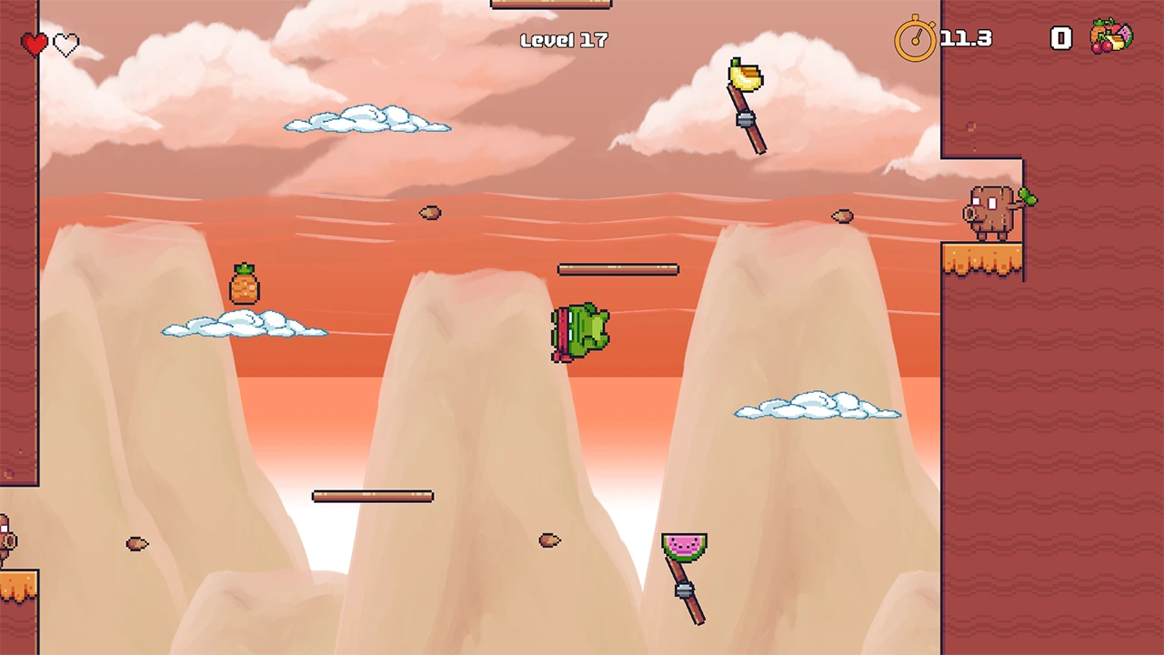 A challenging platformer level layout with dynamic hazards