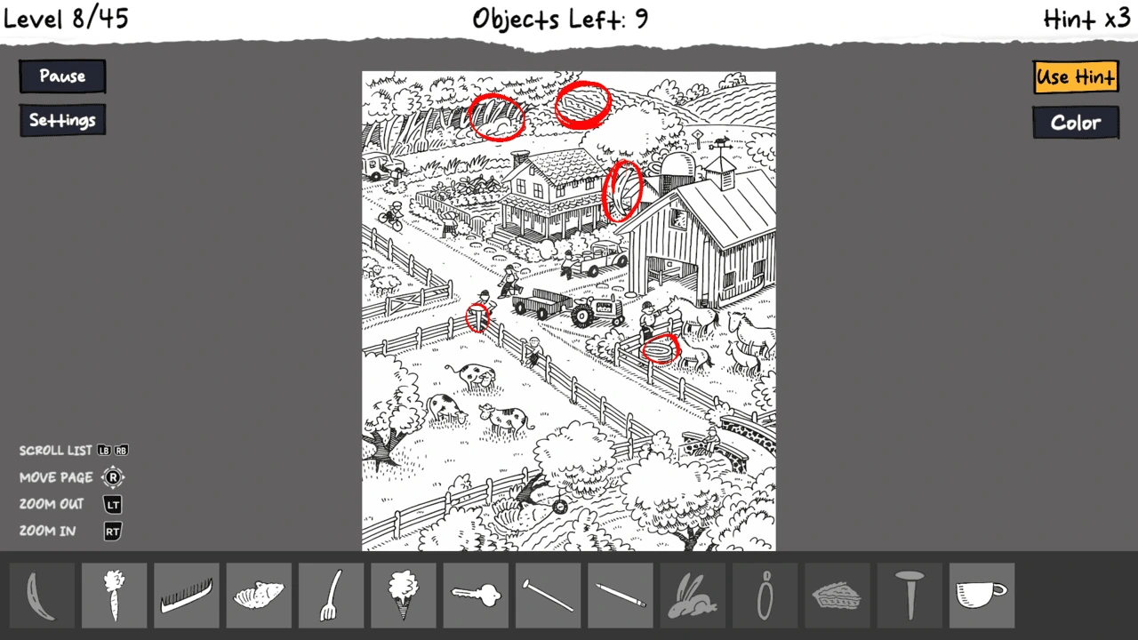 Smooth camera zooming into find a hidden object