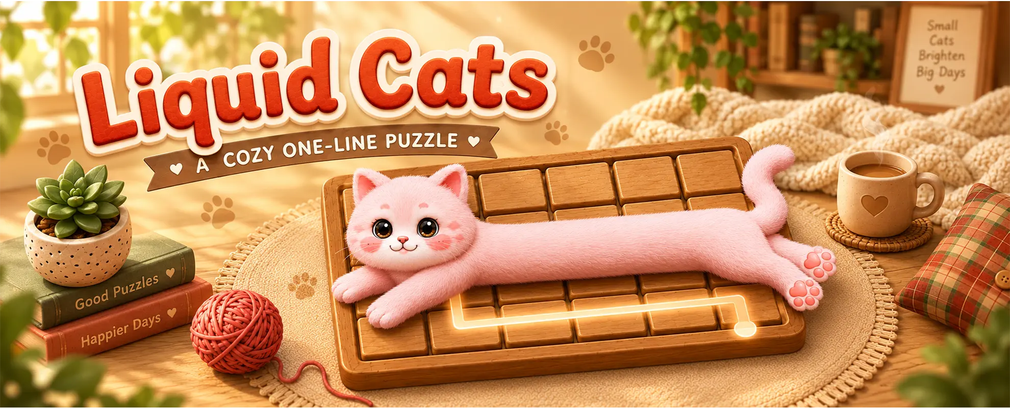 Liquid Cats gameplay showing a stretchy cat filling a grid puzzle