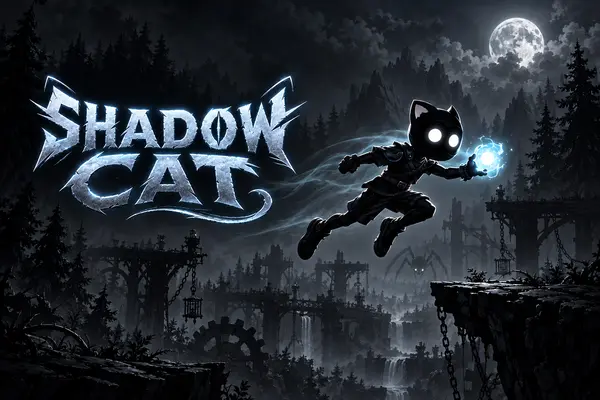 Shadow Cat gameplay featuring a cat boy platforming in a dark world