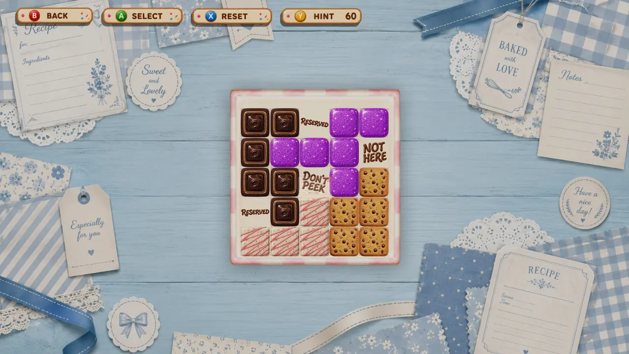 Player dragging a cluster of chocolate squares into an empty space in Sugar Box